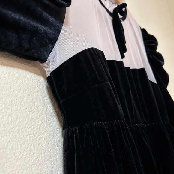 Chelsea Violet Size XL Dress Black Velvet Mesh Puff Babydoll Goth Sophie Maid - Picture 14 of 16